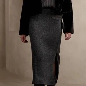 Banana Republic Factory Shine Midi Sweater Skirt Side Slit